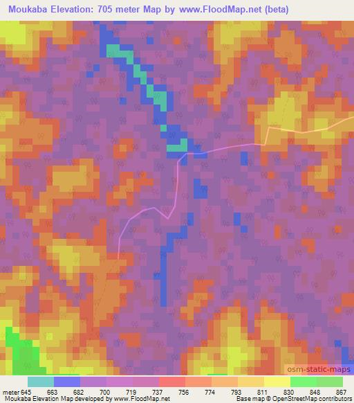 Moukaba,Gabon Elevation Map