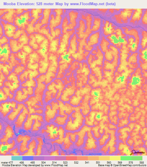 Mooba,Gabon Elevation Map