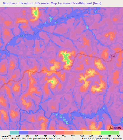 Mombaza,Gabon Elevation Map