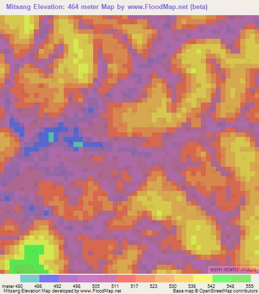 Mitsang,Gabon Elevation Map