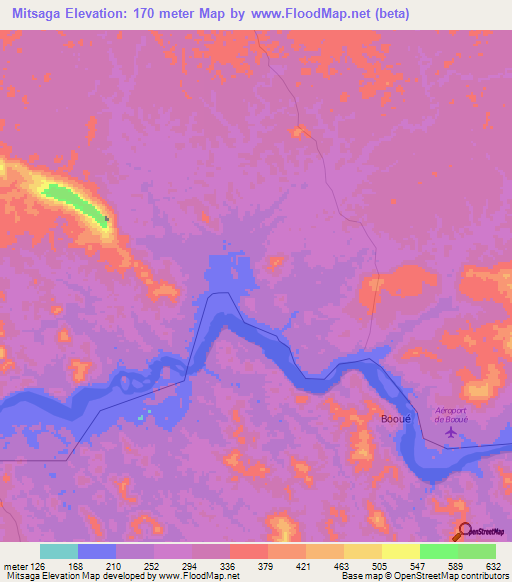 Mitsaga,Gabon Elevation Map