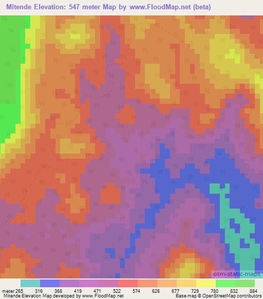 Mitende,Gabon Elevation Map