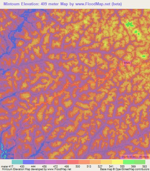 Mintoum,Gabon Elevation Map