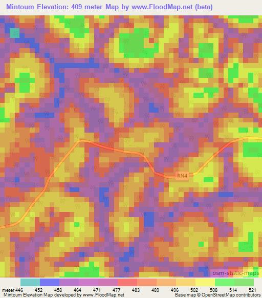 Mintoum,Gabon Elevation Map