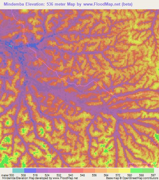 Mindemba,Gabon Elevation Map
