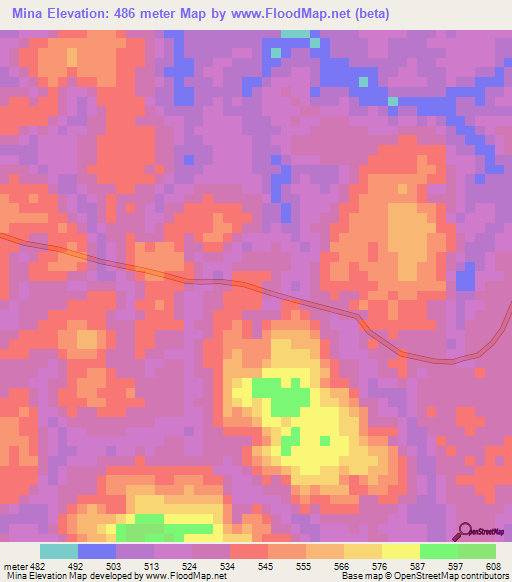 Mina,Gabon Elevation Map