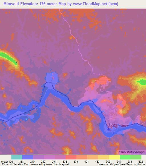 Mimvoul,Gabon Elevation Map