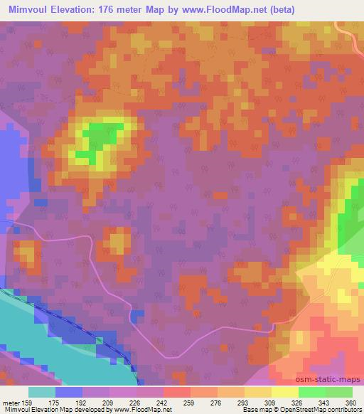 Mimvoul,Gabon Elevation Map