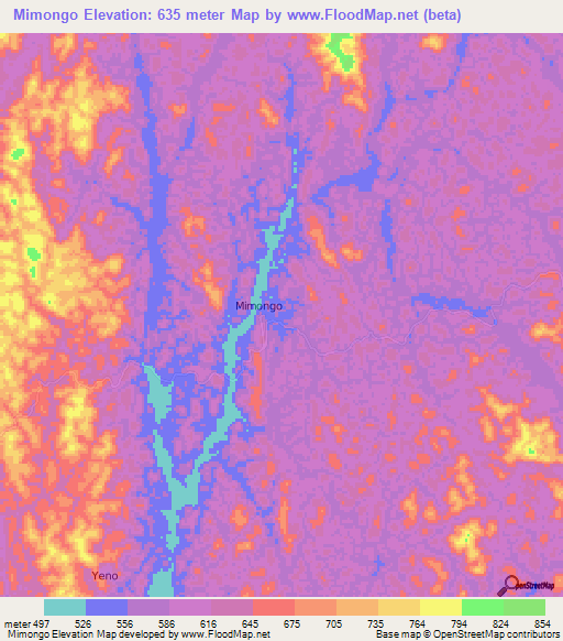 Mimongo,Gabon Elevation Map