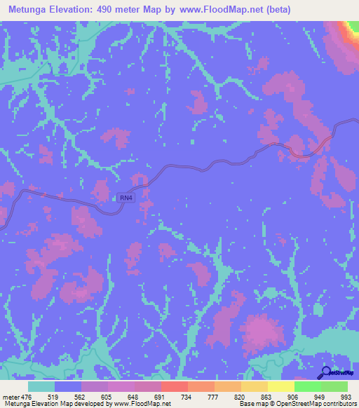 Metunga,Gabon Elevation Map