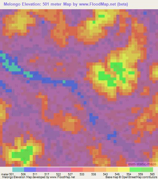 Melongo,Gabon Elevation Map