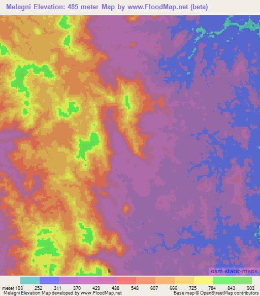 Melagni,Gabon Elevation Map