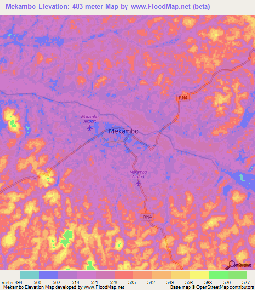 Mekambo,Gabon Elevation Map