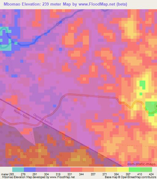Mbomao,Gabon Elevation Map