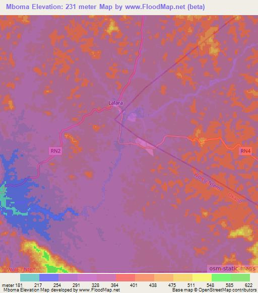 Mboma,Gabon Elevation Map