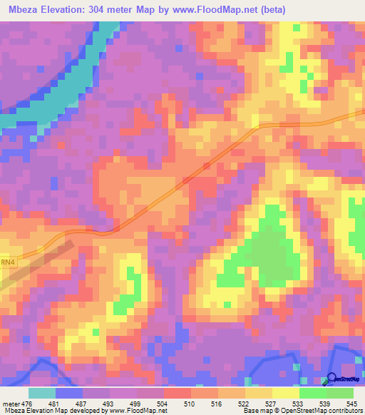 Mbeza,Gabon Elevation Map