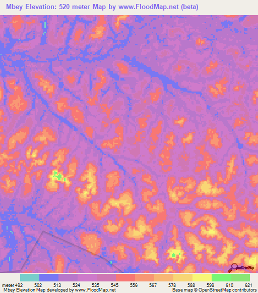 Mbey,Gabon Elevation Map