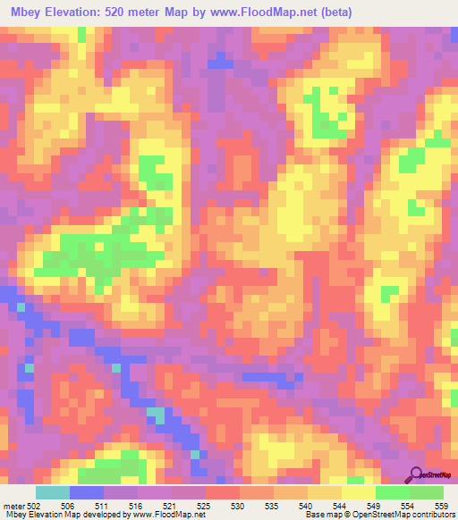 Mbey,Gabon Elevation Map