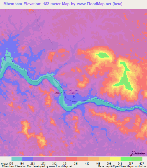 Mbembam,Gabon Elevation Map