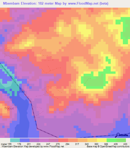 Mbembam,Gabon Elevation Map