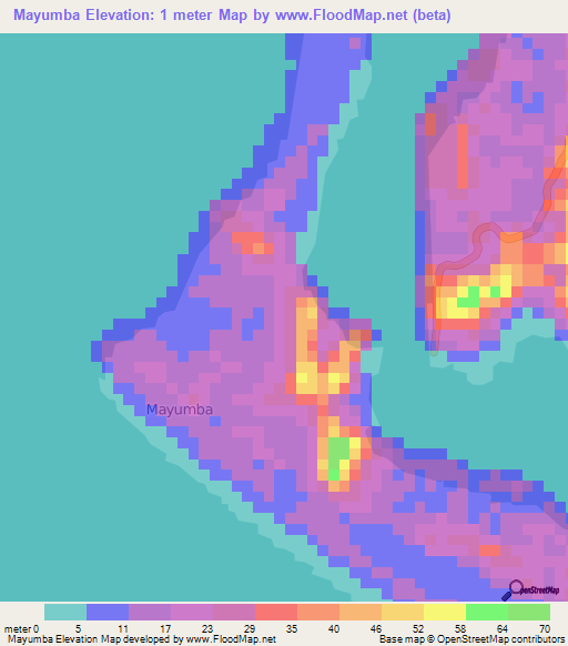 Mayumba,Gabon Elevation Map