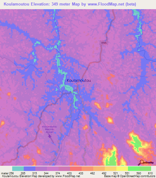 Koulamoutou,Gabon Elevation Map