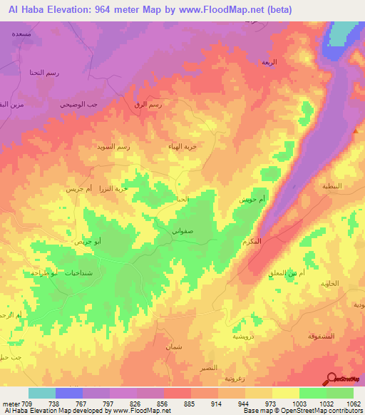 Al Haba,Syria Elevation Map