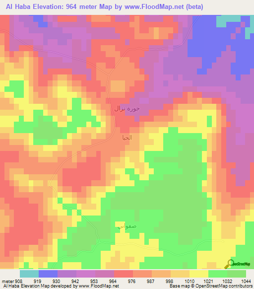 Al Haba,Syria Elevation Map