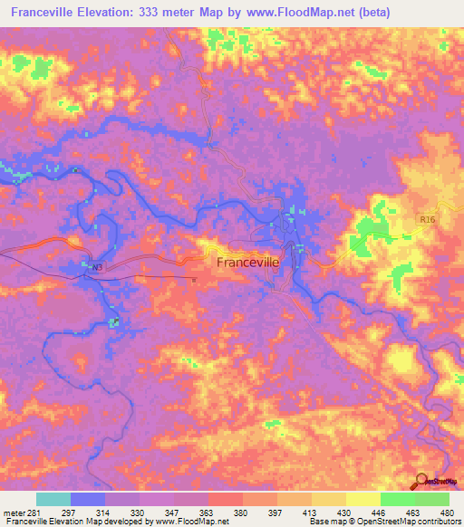 Franceville,Gabon Elevation Map