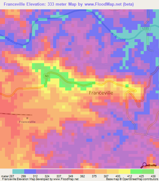 Franceville,Gabon Elevation Map