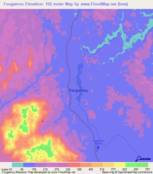 Fougamou,Gabon Elevation Map