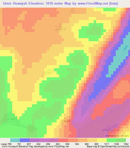 Umm Huwaysh,Syria Elevation Map