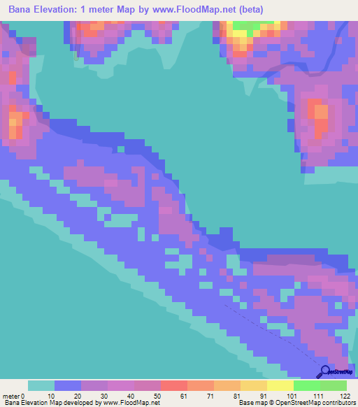 Bana,Gabon Elevation Map