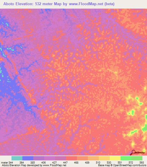 Aboto,Gabon Elevation Map