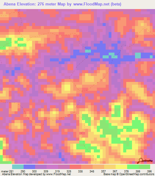 Abena,Gabon Elevation Map