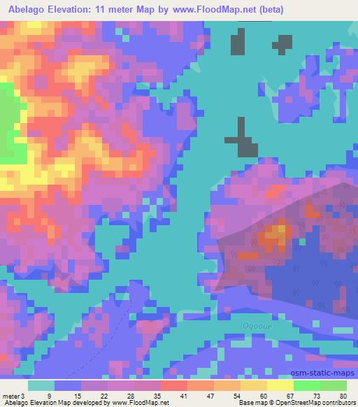 Abelago,Gabon Elevation Map