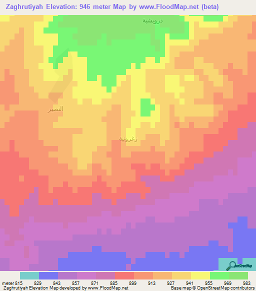 Zaghrutiyah,Syria Elevation Map