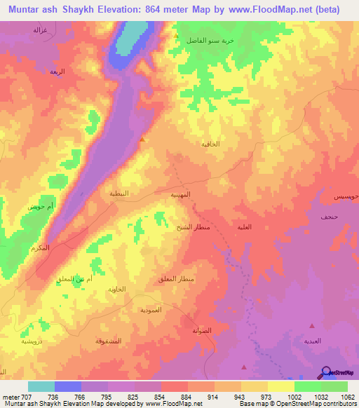 Muntar ash Shaykh,Syria Elevation Map