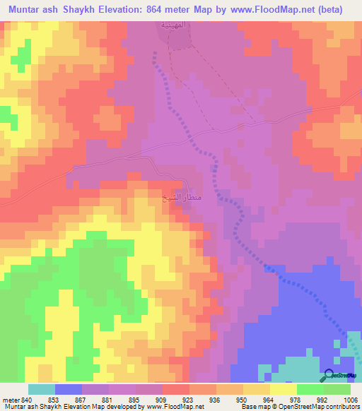 Muntar ash Shaykh,Syria Elevation Map