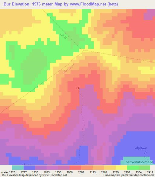 Bur,Iran Elevation Map