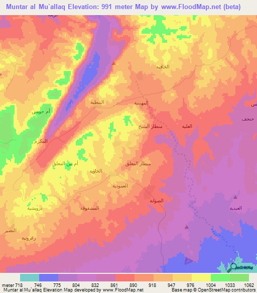 Muntar al Mu`allaq,Syria Elevation Map