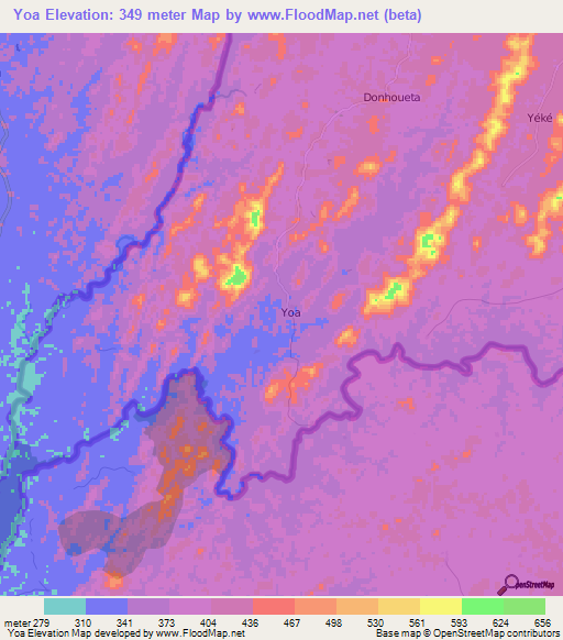 Yoa,Guinea Elevation Map