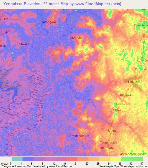 Yenguissa,Guinea Elevation Map
