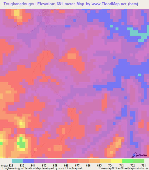 Tougbanedougou,Guinea Elevation Map