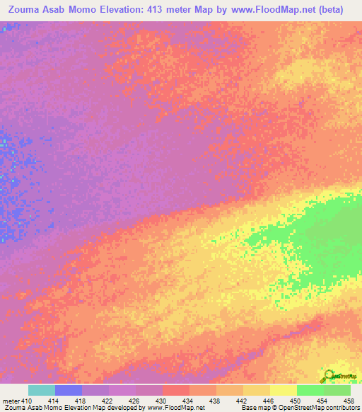 Zouma Asab Momo,Chad Elevation Map