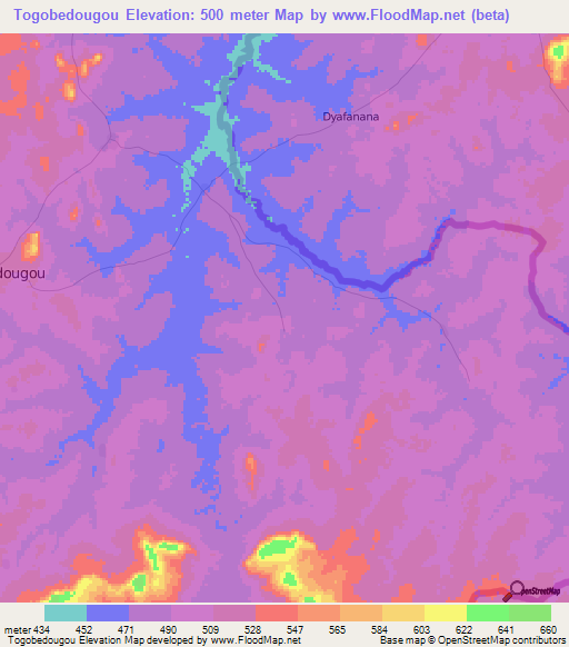 Togobedougou,Guinea Elevation Map