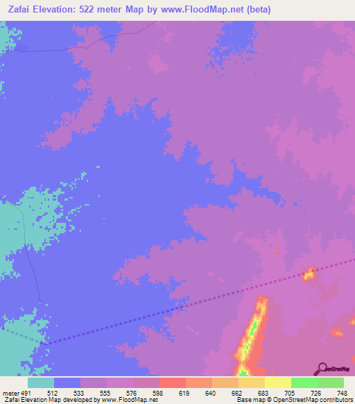 Zafai,Chad Elevation Map
