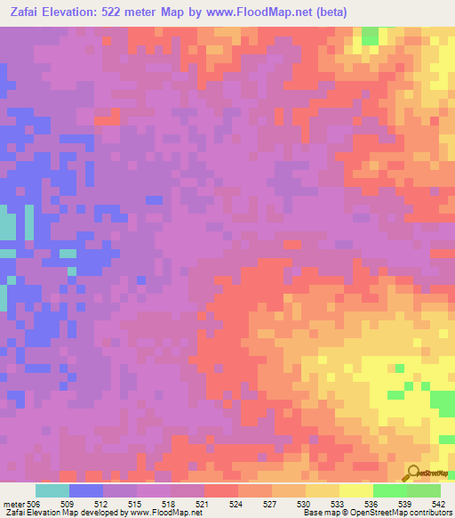 Zafai,Chad Elevation Map