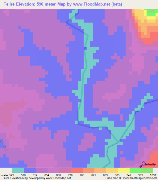 Telire,Guinea Elevation Map