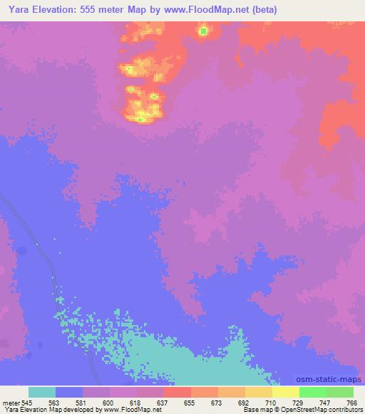 Yara,Chad Elevation Map
